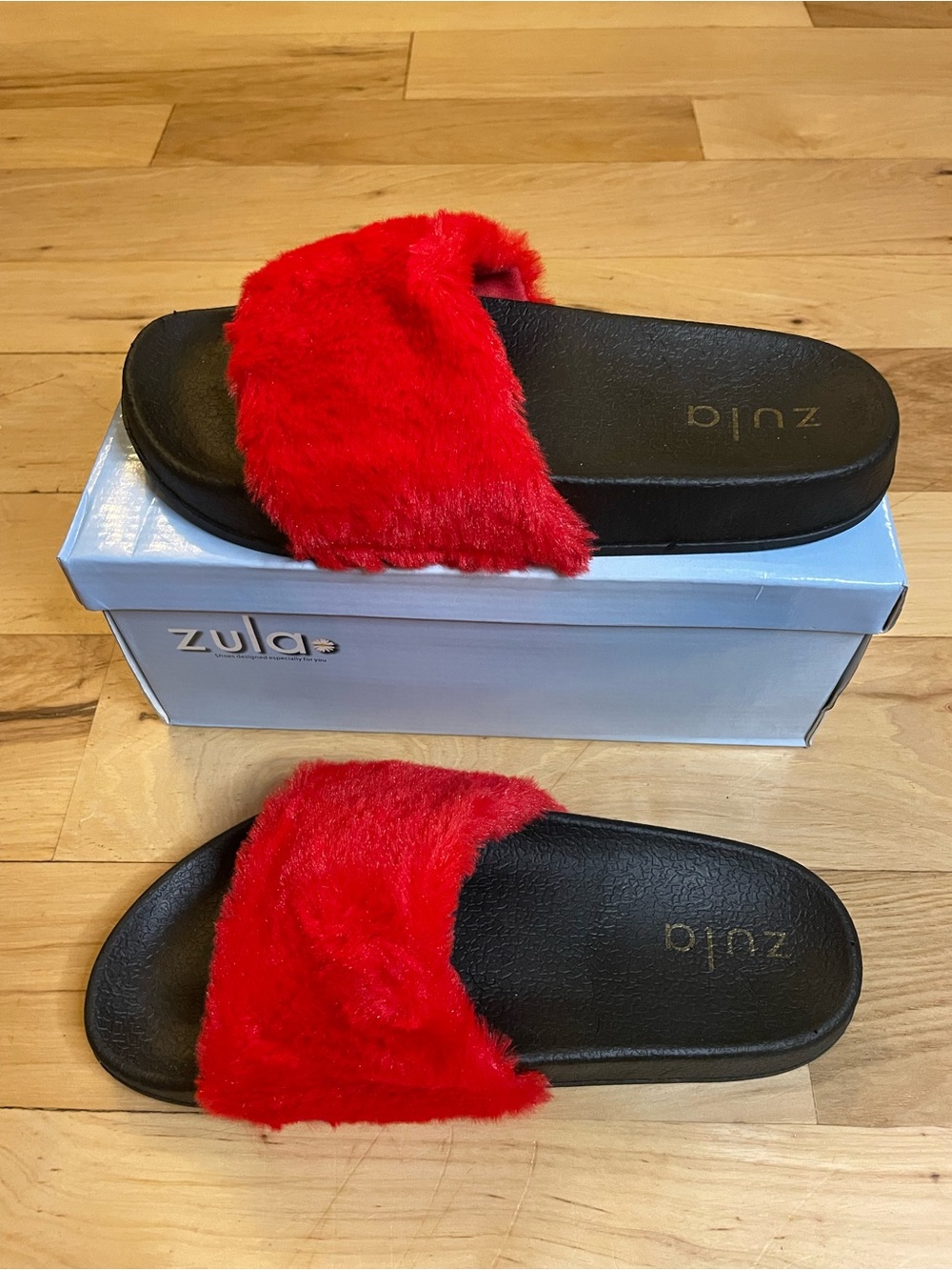 ZULA Red Fuzzy SlideS
